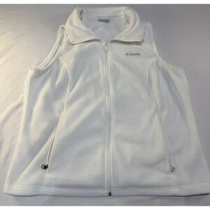 Columbia Women's Benton Springs Fleece Vest Size 1X Zip Front White Sea Salt